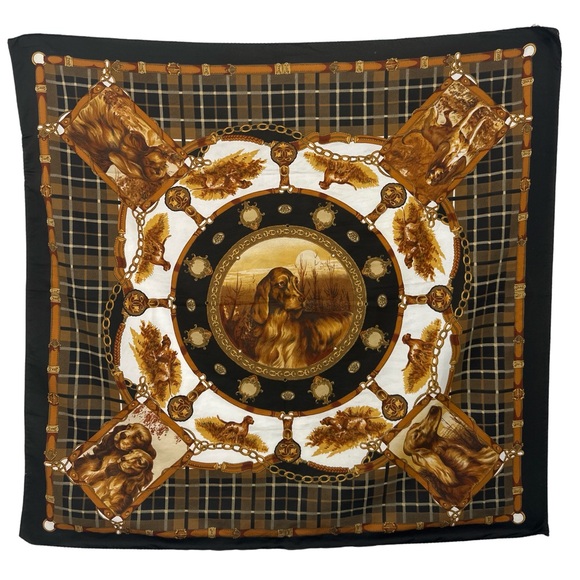**SOLD!!!*** Made in Italy, Irish Setter Dogs graphic theme, vintage print scarf - Picture 1 of 3